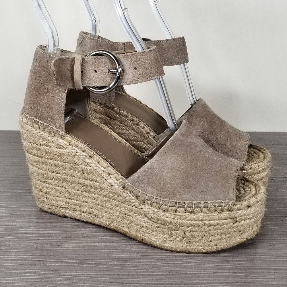 Marc Fisher LTD Lalida Espadrille Wedge Sandals, Tan Suede, Womens Size 5.5 M